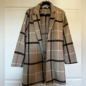 Potters pot tan and black plaid winter pea coat